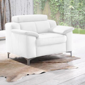 Sessel EXXPO - SOFA FASHION Florenz, Loungesessel, Relaxsessel mit hohem Sitzkomfort, modern Gr. Kunstleder SOFTLUX, B/H/T: 95cm x 97cm x 98cm, weiß Polstersessel Sessel bequeme Armlehnen, hochhwertige Detailverarbeitung