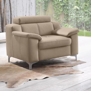 Sessel EXXPO - SOFA FASHION Florenz, Loungesessel, Relaxsessel mit hohem Sitzkomfort, modern Gr. NaturLEDER Madras, B/H/T: 95cm x 97cm x 98cm, braun (schlamm) Polstersessel Sessel bequeme Armlehnen, hochhwertige Detailverarbeitung