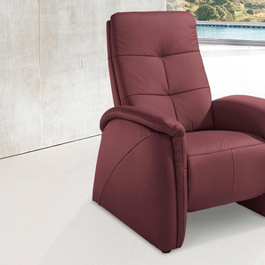 Sessel EXXPO - SOFA FASHION Tivoli, Hochlehnsessel, Relaxsessel, Kinosessel, bequem Gr. Kunstleder-NaturLEDER Madras, mit Relaxfunktion und 2 Armlehnen, B/H/T: 87cm x 109cm x 152cm, rot (bordeaux) Lesesessel Relaxsessel Sessel mit Relaxfunktion, schmale