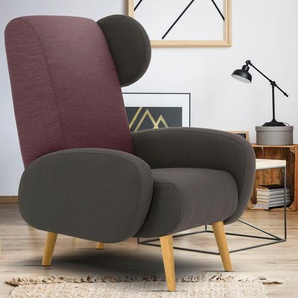 Sessel HOME AFFAIRE Gox Ohrensessel, bunt (grau, beere), B:86cm H:111cm T:100cm, Struktur fein ( 100% Polyester), Samtoptik (100% Polyester), Sessel, Einzelsessel Lesesessel Lounge-Sessel, in außergewöhnlicher stylischer Optik