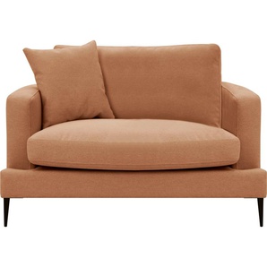 Sessel LEONIQUE Cozy Loungesessel Gr. Strukturstoff, B/H/T: 91 cm x 80 cm x 97 cm, orange (terra) Einzelsessel XXL-Sessel XXL Sessel mit Metallbeinen und Zierkissen