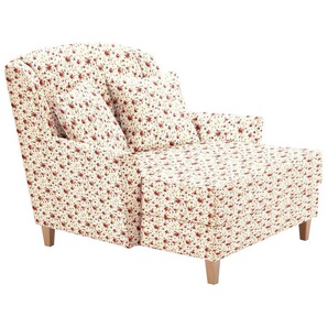 Sessel MAX WINZER Julia, Loungesessel Gr. Webstoff Baumwollmi, B/H/T: 132 cm x 100 cm x 104 cm, beige Polstersessel Sessel mit naturfarbenen Holzfüßen