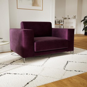 Sessel Samt Auberginenlila - Eleganter Sessel: Hochwertige Qualität, einzigartiges Design - 128 x 75 x 98 cm, Individuell konfigurierbar