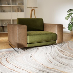 Sessel Samt Olivgrün - Eleganter Sessel: Hochwertige Qualität, einzigartiges Design - 128 x 75 x 98 cm, Individuell konfigurierbar