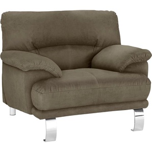 Sessel TRENDMANUFAKTUR Cecilia II, Loungesessel in italienischem Design Gr. Microfaser VINTAGE, B/H/T: 112cm x 87cm x 89cm, braun (schlamm) breite und bequeme Armlehnen