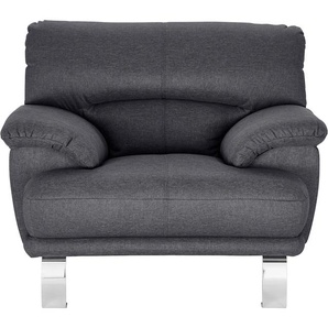 Sessel TRENDMANUFAKTUR Cecilia II, Loungesessel in italienischem Design Gr. Struktur fein, B/H/T: 112cm x 87cm x 89cm, grau (dunkelgrau) breite und bequeme Armlehnen