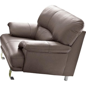 Sessel TRENDMANUFAKTUR Cecilia, Loungesessel Gr. Kunstleder SOFTLUX, B/H/T: 112 cm x 87 cm x 89 cm, grau (taupe) Einzelsessel Ledersessel Lounge-Sessel Loungesessel Sessel