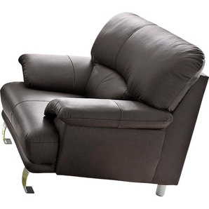 Sessel TRENDMANUFAKTUR Cecilia, Loungesessel im italienischen Design, hoher Sitzkomfort Gr. NaturLEDER, B/H/T: 112cm x 87cm x 89cm, braun Einzelsessel Ledersessel Lounge-Sessel Sessel bequeme Armlehnen und Rückenverarbeitung, attraktiver Metallfuß