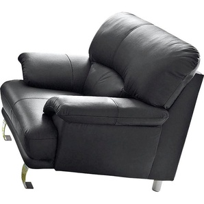 Sessel TRENDMANUFAKTUR Cecilia, Loungesessel im italienischen Design, hoher Sitzkomfort Gr. NaturLEDER, B/H/T: 112cm x 87cm x 89cm, schwarz Einzelsessel Ledersessel Lounge-Sessel Sessel bequeme Armlehnen und Rückenverarbeitung, attraktiver Metallfuß