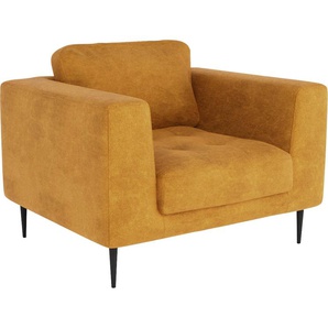 Sessel TRENDMANUFAKTUR Luzi, Loungesessel, modern mit extra hohen Füßen Gr. B/H/T: 96cm x 80cm x 99cm, orange (golden orange) Designsessel mit tollem Sitzkomfort, Metallfüße schwarz, Breite 96 cm