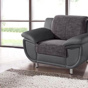 Sessel TRENDMANUFAKTUR Rondo 3, Loungesessel Gr. Kunstleder SOFTLUX-Struktur, Mit Federkern, B/H/T: 121cm x 85cm x 94cm, grau (dunkelgrau/grau/weiß) Einzelsessel Polstersessel Sessel wahlweise mit komfortablem Federkern, extra breiten Armlehnen