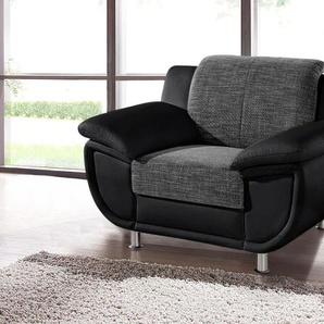 Sessel TRENDMANUFAKTUR Rondo 3, Loungesessel Gr. Kunstleder SOFTLUX-Struktur, Mit Federkern, B/H/T: 121cm x 85cm x 94cm, schwarz-weiß (schwarz/schwarz/weiß) Einzelsessel Polstersessel Sessel wahlweise mit komfortablem Federkern, extra breiten Armlehnen