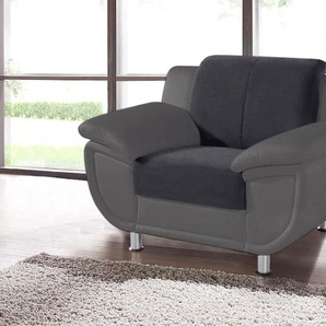 Sessel TRENDMANUFAKTUR Rondo 3, Loungesessel Gr. Kunstleder SOFTLUX-Struktur, Mit Federkern, B/H/T: 121cm x 85cm x 94cm, grau (grau/dunkelgrau) Einzelsessel Polstersessel Sessel wahlweise mit komfortablem Federkern, extra breiten Armlehnen