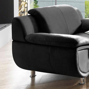 Sessel TRENDMANUFAKTUR Rondo, Loungesessel Gr. Kunstleder SOFTLUX, Mit Federkern, B/H/T: 121 cm x 85 cm x 94 cm, schwarz Polstersessel XXL-Sessel Sessel Füße chromfarben, mit extra breiten Armlehnen, frei im Raum stellbar