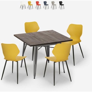 Set tisch 80x80cm 4 stühle modernes design bar küche howe Farbe: Gelb