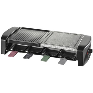 Severin Raclette-Grill RG 9645, Schwarz, Metall, Stein, 38x11.5x54.0 cm, Temperaturregler, Kontrollleuchte, antihaftbeschichtete Raclette-Pfännchen, regelbarer Thermostat, Küchengeräte, Tischgrills & Fondues, Raclette-Grills