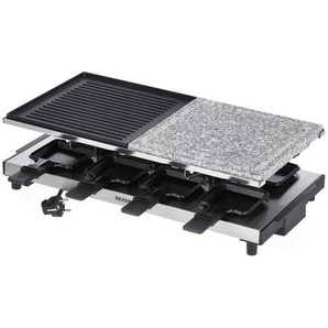 Severin Raclette-Grill, Schwarz, Edelstahl, Metall, Kunststoff, Stein, 40x14.3x53.8 cm, CE EN 14786, Temperaturregler, antihaftbeschichtete Raclette-Pfännchen, Ein/Aus-Schalter, regelbarer Thermostat, Wendegrillplatte, Küchengeräte, Tischgrills & Fondues,