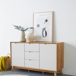 Sideboard ANDAS Pandrup, weiß (eiche, weiß), B:120cm H:75cm T:40cm, Dekorfolie, MDF, Hartfaserplatte, Sideboards