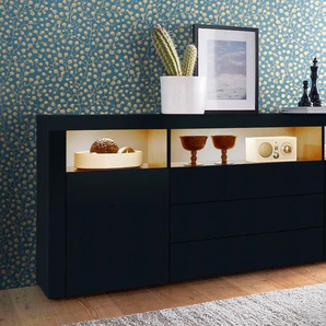 Sideboard BORCHARDT MÖBEL Santa Fe Sideboards Gr. B/H/T: 166cm x 72cm x 35cm, 3 St., schwarz (schwarz matt mit perlstruktur) Breite 166 cm