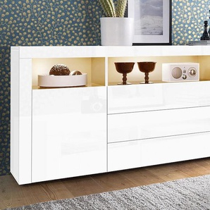 Sideboard BORCHARDT MÖBEL Santa Fe Sideboards Gr. B/H/T: 166cm x 72cm x 35cm, 3 St., weiß (weiß hochglanz) Breite 166 cm