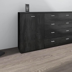 Sideboard BORCHARDT MÖBEL Scala, Breite 166 cm Sideboards Gr. B/H/T: 166 cm x 72 cm x 35 cm, 4, schwarz (schwarz matt) Sideboards höhenverstellbare Einlegeböden, kleine Griffe