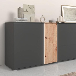 Sideboard COTTA Montana Sideboards Gr. B/H/T: 235cm x 79cm x 45cm,, schwarz (schwarz/artisan) Kommode, Breite 235 cm, inkl. LED-Beleuchtung und Push-To-Open