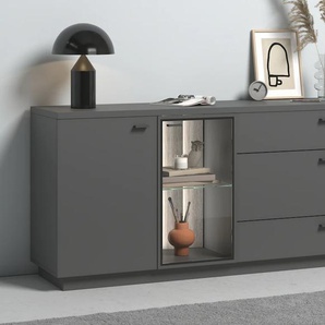 Sideboard COTTA Norma Sideboards Gr. B/H/T: 192 cm x 81 cm x 44 cm, 2, grau (ony x grey, rovere gessato) Sideboards Breite 192 cm, inkl. LED-Beleuchtung