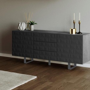 Sideboard DIVENTA Sideboards Gr. B/H/T: 165 cm x 67 cm x 45 cm, schwarz (beton schwarz) Sideboards Breite 165 cm