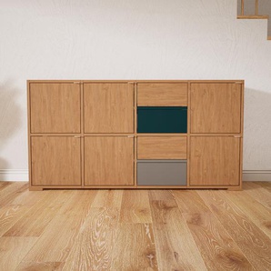 Sideboard Eiche - Sideboard: Schubladen in Eiche & Türen in Eiche - Hochwertige Materialien - 156 x 81 x 34 cm, konfigurierbar