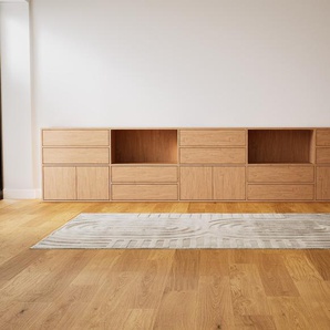 Sideboard Eiche - Sideboard: Schubladen in Eiche & Türen in Eiche - Hochwertige Materialien - 375 x 79 x 34 cm, konfigurierbar