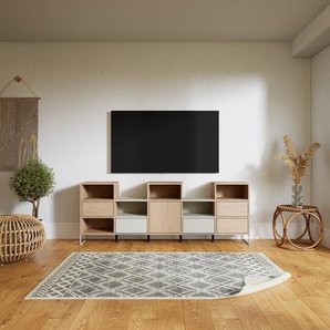 Sideboard Eiche - Sideboard: Schubladen in Eiche & Türen in Eiche - Hochwertige Materialien - 195 x 72 x 34 cm, konfigurierbar