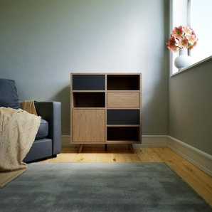 Kommode Eiche - Lowboard: Schubladen in Graphitgrau & Türen in Eiche - Hochwertige Materialien - 79 x 91 x 34 cm, konfigurierbar