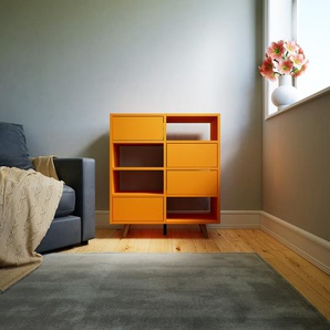 Kommode Gelb - Design-Lowboard: Schubladen in Gelb - Hochwertige Materialien - 79 x 91 x 34 cm, Selbst zusammenstellen