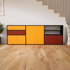 Sideboard Gelb - Sideboard: Schubladen in Terrakotta & Türen in Gelb - Hochwertige Materialien - 226 x 79 x 34 cm, konfigurierbar