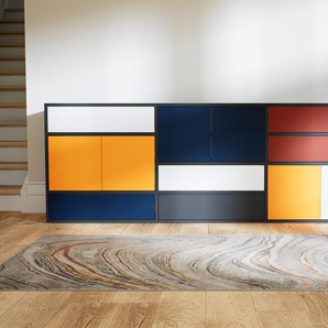 Sideboard Gelb - Sideboard: Schubladen in Weiß & Türen in Gelb - Hochwertige Materialien - 226 x 79 x 47 cm, konfigurierbar
