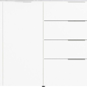 Sideboard GERMANIA Oakland Sideboards Gr. B/H/T: 184cm x 102cm x 42cm, 4 St., weiß in 2 Breiten, Fronten und Oberboden mit Glasauflage