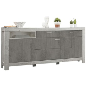 Sideboard Granada, Betonoxidfarbig dunkel, Haveleiche-Nachbildung, inkl. LED-Beleuchtung