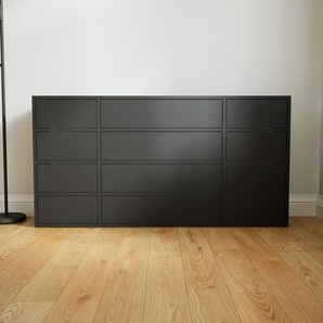Sideboard Graphitgrau - Designer-Sideboard: Schubladen in Graphitgrau - Hochwertige Materialien - 154 x 79 x 34 cm, Individuell konfigurierbar