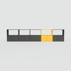 Sideboard Graphitgrau - Designer-Sideboard: Türen in Graphitgrau - Hochwertige Materialien - 375 x 79 x 34 cm, Individuell konfigurierbar