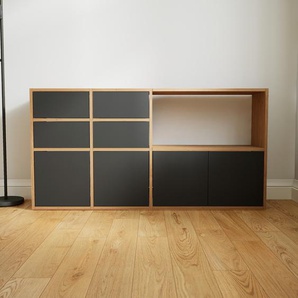 Sideboard Graphitgrau - Sideboard: Schubladen in Graphitgrau & Türen in Graphitgrau - Hochwertige Materialien - 154 x 79 x 34 cm, konfigurierbar