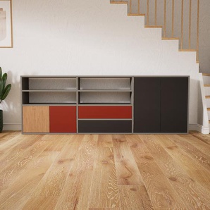 Sideboard Graphitgrau - Sideboard: Schubladen in Graphitgrau & Türen in Graphitgrau - Hochwertige Materialien - 226 x 79 x 34 cm, konfigurierbar
