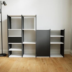 Sideboard Graphitgrau - Sideboard: Schubladen in Schwarz & Türen in Graphitgrau - Hochwertige Materialien - 156 x 117 x 34 cm, konfigurierbar
