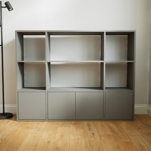 Sideboard Grau - Designer-Sideboard: Türen in Grau - Hochwertige Materialien - 154 x 117 x 34 cm, Individuell konfigurierbar