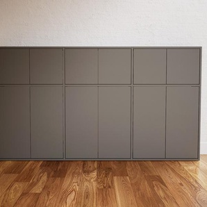 Sideboard Grau - Designer-Sideboard: Türen in Grau - Hochwertige Materialien - 226 x 117 x 34 cm, Individuell konfigurierbar