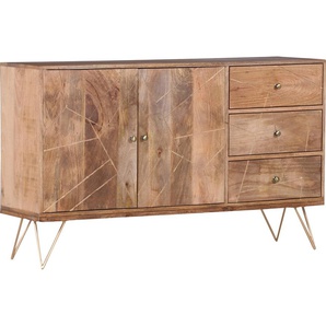 Sideboard GUTMANN FACTORY Sideboards Gr. B/H/T: 145 cm x 88 cm x 43 cm, 3 St., beige (natur) Kommode mit modernen Haarnadel Beinen, Breite 145 cm