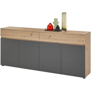 Sideboard HBZ Lille inkl. LED-Beleuchtung, BxHxT 200x86x38 cm Sideboards Gr. B/H/T: 200cm x 86cm x 38cm, 2 St., schwarz (artisan eiche/anthrazit) Mit 4 Türen, 2 Schubkästen, Einlegeböden