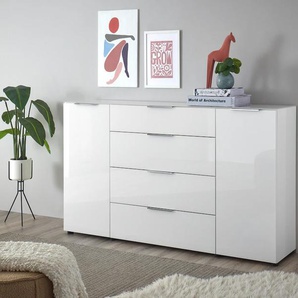 Sideboard HBZ Santorin Sideboards Gr. B/H/T: 180 cm x 99 cm x 40 cm, 4 St., weiß in oder Anthrazit, Schrank mit Glasfront und Softclose