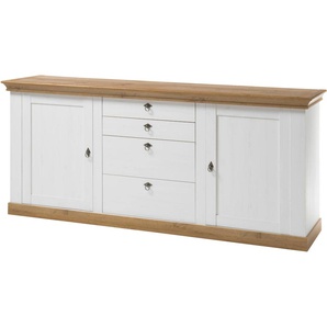 Sideboard HOME AFFAIRE Cremona Sideboards Gr. B/H/T: 210 cm x 91 cm x 52 cm, weiß (pinie nb, pinie applikation wotan eiche nb) Breite 210 cm