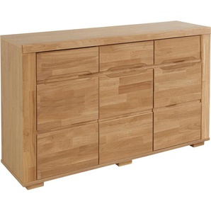 Sideboard HOME AFFAIRE Denis Sideboards Gr. B/H/T: 140cm x 85cm x 40cm, Holzwerkstoff eichefarben (Korpus) / Massivholz Eiche (Front), braun (eiche teilmassiv) Breite 140 cm