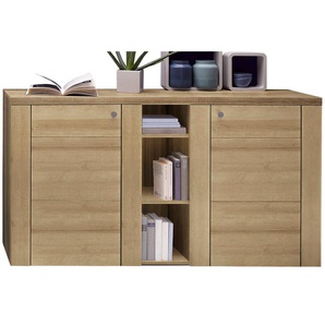 Sideboard HOME AFFAIRE Larona, zeitlose Kommode mit 2 Türen, Türkommode, Breite 155 cm Sideboards Gr. B/H/T: 155cm x 84,9cm x 37,1cm, braun (eichefarben riviera) Höhe 84 cm, viel Stauraum, Anrichte mit dekorativer Rahmenoptik